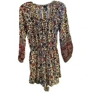 American‎ Eagle Women's Paisley Long Sleeves Boho Romper Jumpsuit Size XS